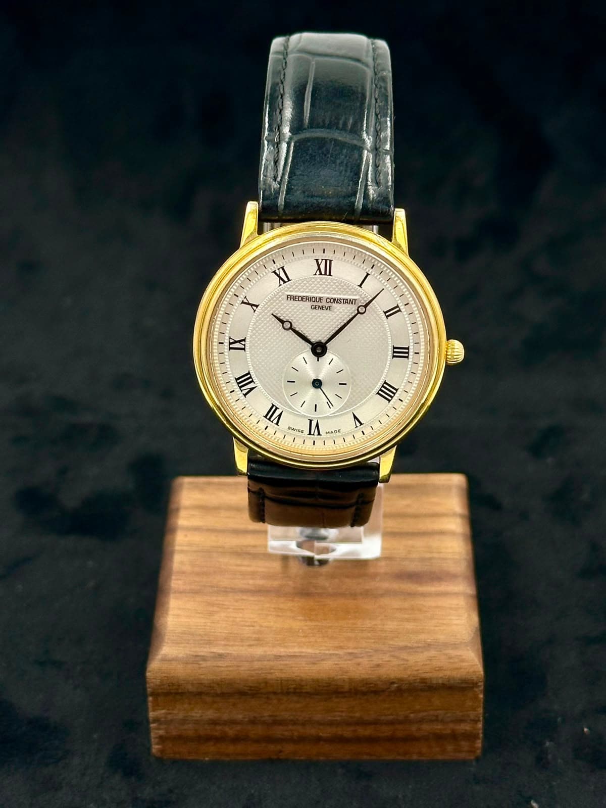 Slimline Gold & Black Leather Watch